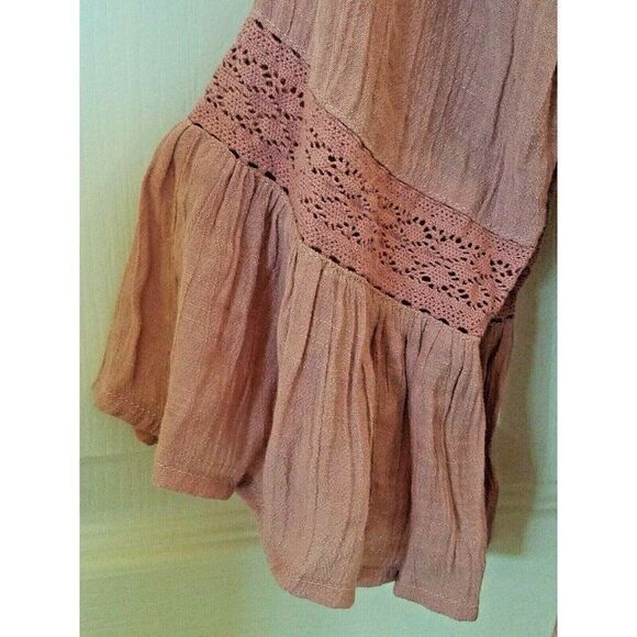 Fred David Top Blouse Peasant Cottagecore Pink Ruffle Lace Womens Small - Picture 3 of 5